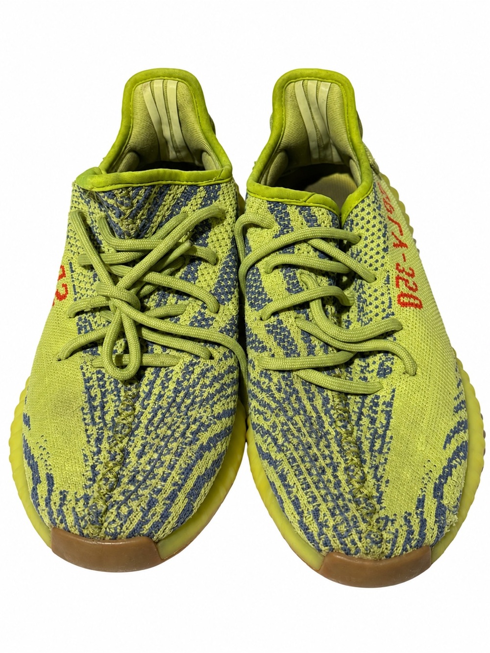 adidas Yellow-Green and Blue Knit Lace-Up Sneakers